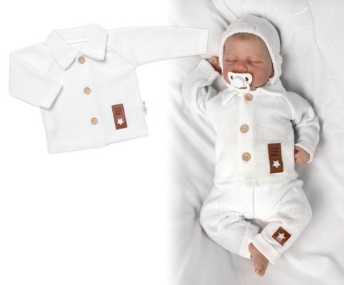 Pletený svetřík s knoflíčky Boy, Baby Nellys, bílý (2)