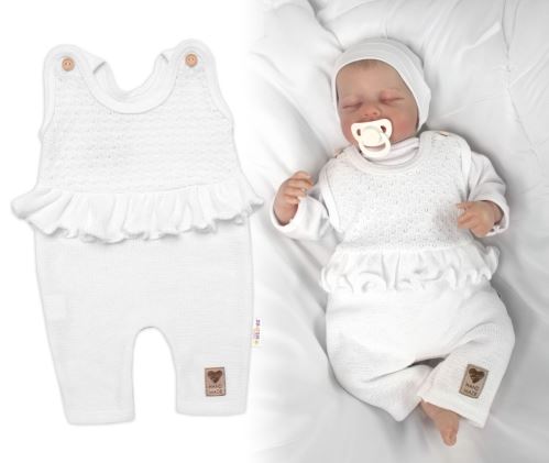 Pletené láclové kalhoty Girl s volánkem, Baby Nellys, bílé (1)