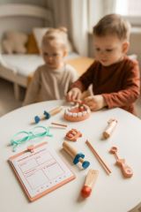 Drevená lekárska súprava pre deti, lekárska taška malého lekára, 28 dielov (2)