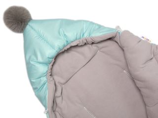Detský fusak Baby Nellys s kapucňou a kožušinovým brmbolcom, modrý (2)
