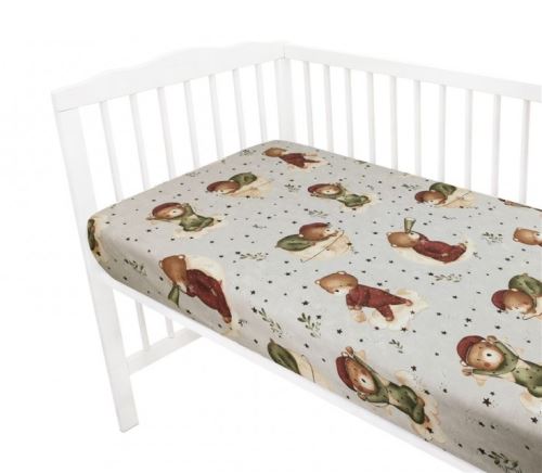 Prostěradlo do postýlky, bavlna, Teddy and Moon - béžová