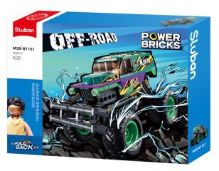 Sluban Power Bricks M38-B1161 Naťahovacie auto Bigfoot Green-Purple Speed Kixx (3)