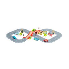 Bigjigs Rail Drevená autodráha osmička (5)