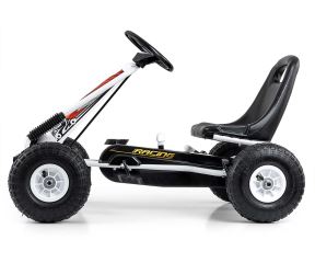 Dětská šlapací motokára THOR – nafukovací kola, brzda, 3–8 let, černá, bílá (1)