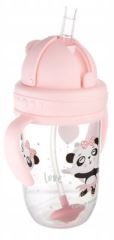 Canpol babies Nevylievací hrnček so slamkou a závažím Exotic Panda- ružový, 270 ml (2)
