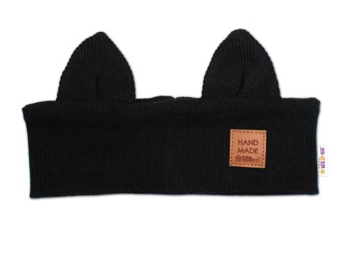 Čelenka Cat s oušky pro děti Hand Made - černá