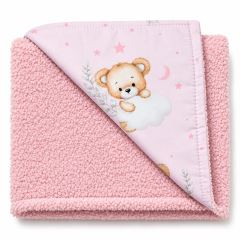 Detská luxusná obojstranná deka 90x75 cm, Sleepy Teddy, ružový