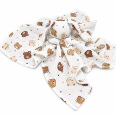 Mušelínová plienka, maznáčik, prítulníček Baby Nellys Bunny, Medvedíkovia, modré, ecru (1)