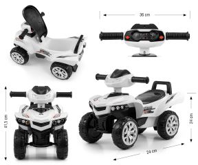 Detské odrážadlo štvorkolka Quad Monster Milly Mally, svetla, zvuky - biele (6)
