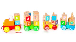 Detský drevený vláčik s veľkými edukačnými kockami – abeceda (3)