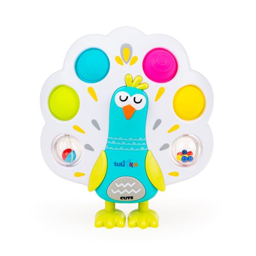 Chrastící páv POP IT TuliFun – mačkej, otáčej, chrastí