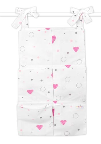 Vreckár na postieľku 6 vreciek Baby Nellys, I love Girl, ružový/biely
