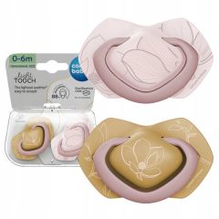 Cumlík Light Touch 0–6 m silikónový symetrický 2 ks GOLD Pink – ortodontický, BPA free (1)