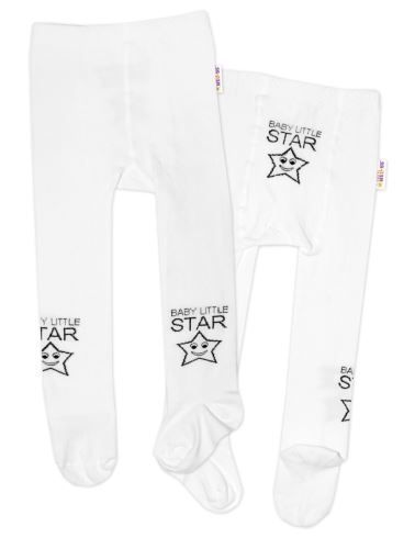Baby Nellys Dětské punčocháče bavlněné, Baby LITTLE STAR, bílé, 1ks