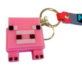 Detská kľúčenka Minecraft Prasa s pútkom a karabínou (1)