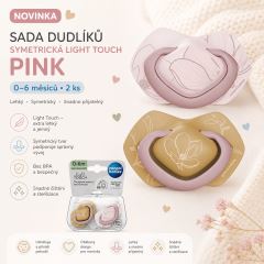 Cumlík Light Touch 0–6 m silikónový symetrický 2 ks GOLD Pink – ortodontický, BPA free