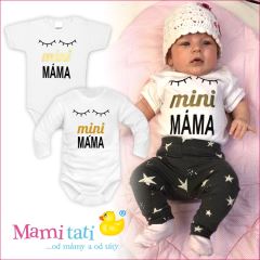 Body krátký rukáv Dejna Spící oči Mini máma - bílé (2)