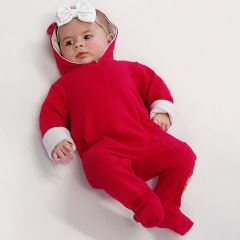 Baby Nellys Kojenecký teplákový overal s kapucí Teddy - malinový (1)
