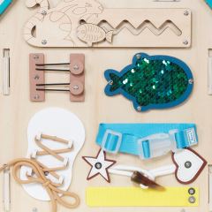 Montessori Activity board Domček tyrkysový (2)