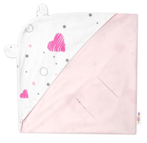 Zavinovacia deka s kapucňou, bavlna + jersey, I love Girl Baby Nellys, ružová (1)
