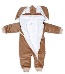 Baby Nellys Manšestrová kombinézka/overálek s kožíškem Cute Bunny - hnědá (1)