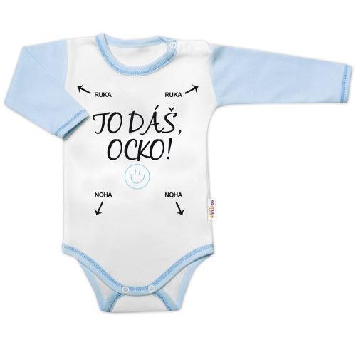 Body dlouhý rukáv s vtipným textem Baby Nellys, TO DÁŠ OCKO, kluk