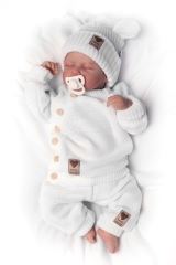 Dětský pletený svetřík s knoflíčky, zap. bokem, Hand Made Baby Nellys, bíly (1)