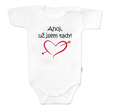 Body krátký rukáv Ahoj už jsem tady!, Baby Nellys, bílé