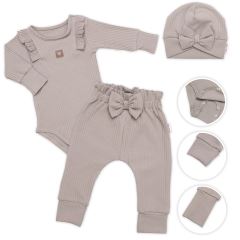 Žebrovaná rostoucí souprava 3D, Baby Girl - taupe (1)