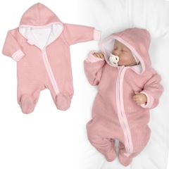 Pletený overal s kapucňou, CUTE - púdrovo růžová Pletený overal s kapucňou, CUTE - púdrovo růžová