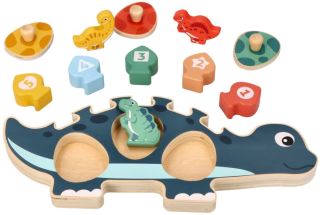 Edukačná hračka puzzle s číslami, Adam Toys , Dinosaurus mamička - modrý (2)