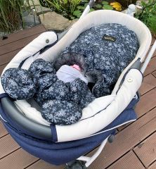 Baby Nellys nepremokavý fusak s uškami MIKI, fleece Velvet 90 x 50 cm - čierna s hviezdami (4)