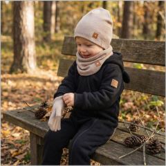 Z&Z Dvouvrstvá žebrovaná čepička + nákrčník, béžová (3)