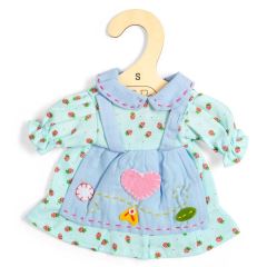 Bigjigs Toys Modré šaty s jahôdkami pre bábiku 28 cm (1)