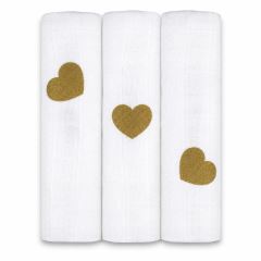 Tetra plienky 3ks DELUX - Gold Love 70 x 80 cm, biele