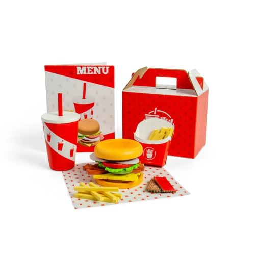 Bigjigs Toys Súprava Burger a hranolky