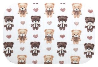 Tetrová plienka 70×80 cm Basic, 100% bavlna, Teddy Love, béžová - 1ks (1)
