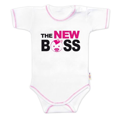 Body krátký rukáv s vtipným textem Baby Nellys, The New Boss, holka