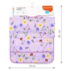 Zásterka, podbradník nepremakavý s dlhým rukávom a vreckom BabyOno - Garden, lila (6)