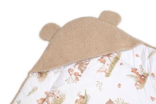 Baránková zavinovačka s kapucňou bavlna/baránok, Teddy Boucle - Srnka béžová (3)