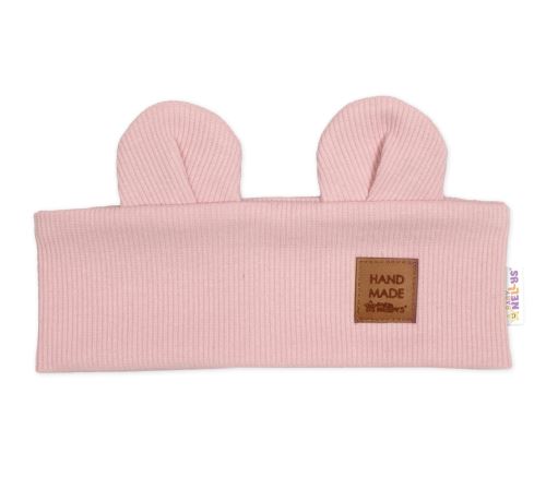 Čelenka Teddy s oušky pro děti Hand Made - pudrově růžová (1)