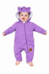 Baby Nellys Teplákový overal s kapucí Teddy - fialový