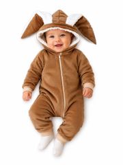 Baby Nellys Manšestrová kombinézka/overálek s kožíškem Cute Bunny - hnědá