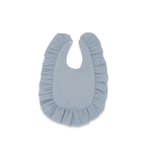 Nepremokavý mušelínový podbradník s volánikom Nature - jeans (1)