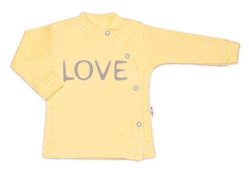 Baby Nellys Bavlněná košilka Love zapínání bokem - žlutá