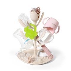 Odkvapkávač na fľaše Tulip – skladací stojan na fľaštičky a cumlíky, BPA FREE, béžový (4)