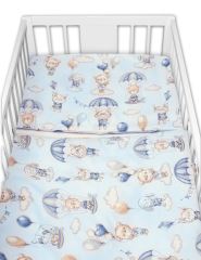 BABY NELLYS 3-dílná sada Mantinel s povlečením, Létající zvířátka, modré (3)