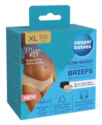 Nohavičky pre tehotné Canpol babies MumFit pohodlné 2 ks, čierne, béžové - XL