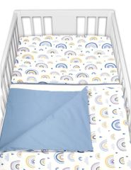 Mantinel s povlečením 3D, Duha, pastelová s potiskem/modrá, Baby Nellys (1)