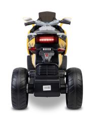 Elektrická trojkolka pre deti TOYZ – 2 motory, LED, USB, žltá (7)